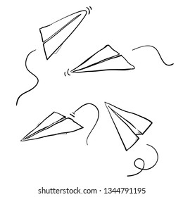 doodle paper plane hand drawn