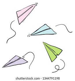 doodle paper plane hand drawn