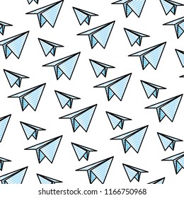 doodle paper plane origami design background