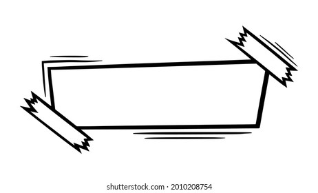 Doodle paper sheet with sticky tape. Blank paper page for scribbles and messages. Doodle vector illustration isolated in white background