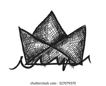 doodle paper ship boat,  vector illustration