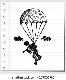 doodle of parachute , vector  illustration
