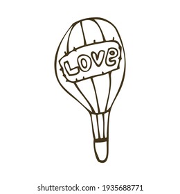 Doodle parachute with word love on it vector illustration