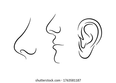 Cara de garabato de personas aisladas en blanco. Dibujo manual de línea de dibujo. Dibujar ilustración de material vectorial. EPS 10