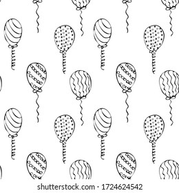 Doodle party background. Hand drawn sketch elements. Seamless pattern.