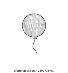 Doodle party balloon icon. Abstract simple hand drawn sketch element, cute marker pen scribble sign. Vector border garland and frame icon.