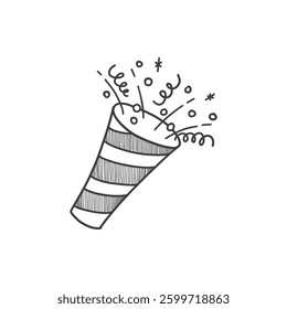 Doodle party confetti icon. Abstract simple hand drawn sketch element, cute marker pen scribble sign. Vector border garland and frame icon.