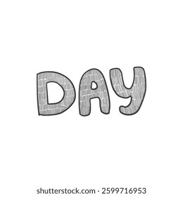 Doodle party day text icon. Abstract simple hand drawn sketch element, cute marker pen scribble sign. Vector border garland and frame icon.