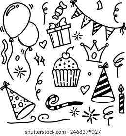 Doodle Party Element Vector Illustration