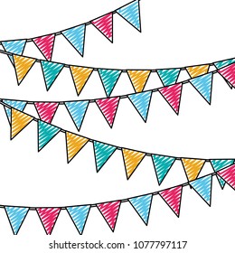 doodle party flags decoration to party background