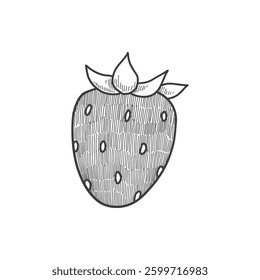 Doodle party fruit strawberry icon. Abstract simple hand drawn sketch element, cute marker pen scribble sign. Vector border garland and frame icon.