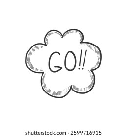 Doodle party go chat icon. Abstract simple hand drawn sketch element, cute marker pen scribble sign. Vector border garland and frame icon.