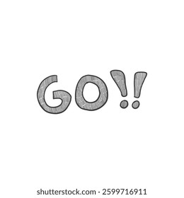 Doodle party go text icon. Abstract simple hand drawn sketch element, cute marker pen scribble sign. Vector border garland and frame icon.
