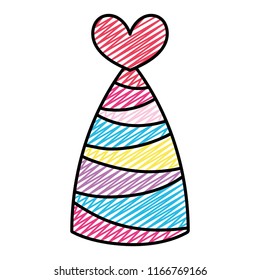 doodle party hat with lines and heart decoration
