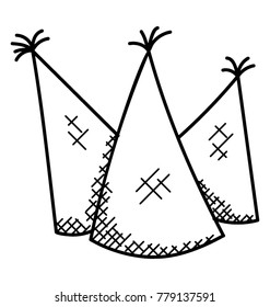 
Doodle party hats, three in number
