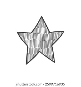 Doodle party star icon. Abstract simple hand drawn sketch element, cute marker pen scribble sign. Vector border garland and frame icon.