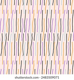 Doodle pattern with abstract grunge lines. Trendy striped design for print