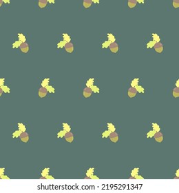 Doodle pattern acorns. Hand drawn Oak leaves and acorns on a pattern for textiles, wallpapers, backgrounds, fabrics, wrappers, prints.
