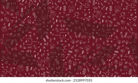 doodle pattern american football icon outline isolated in dark red background, suitable for american football background and abstract background