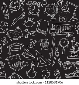 doodle pattern back to school, line art drawing vector