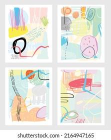 doodle pattern background with abstract shapes and colors. Modern  pattern template design