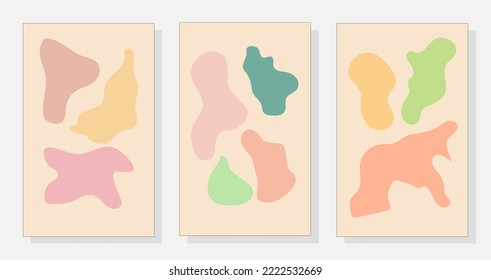 Doodle pattern background with abstract shapes and pastel colors. Modern vector pattern for brochure cover template design