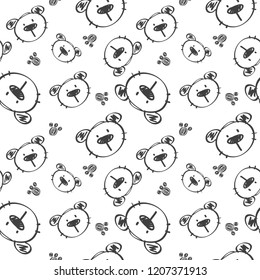 doodle pattern bear cartoon, vector illustration