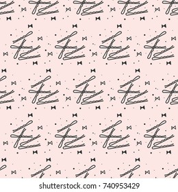 Doodle pattern of black bobby pins. Vector illustration.