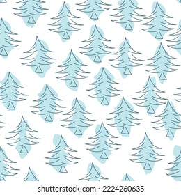 Doodle pattern. Christmas trees. background and texture in vector