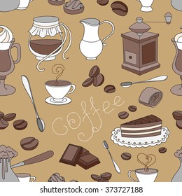 Doodle pattern coffee. Vector illustration, EPS 10