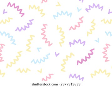 doodle pattern with colorful abstract squiggles, triangle wavy scribble spiral  lines. retro 80s memphis style. Chaotic ink brush scribbles. Vector illustration
