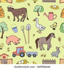 Doodle pattern farm