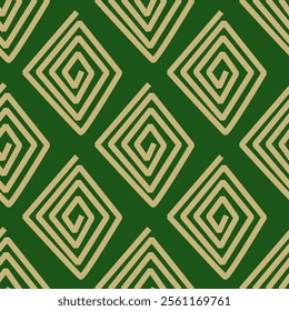 Doodle pattern golden with green. Seamless pattern. Design tribal. Vector.