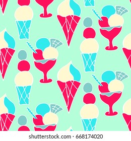 doodle pattern ice cream  vector