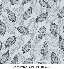 doodle pattern of leaves in vector 