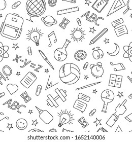 Doodle pattern on the theme of education. Vector illustration on a white background.