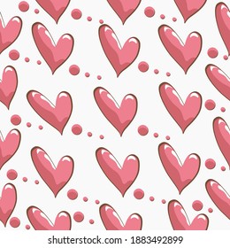 Patrón de perro corazones rosados en fondo blanco
