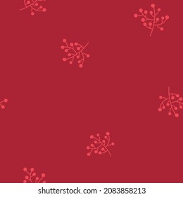 doodle pattern with red berries. a hand-drawn branch of berries. design for fabric, wrapping paper, background.