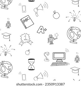 Doodle Pattern. School . Knowledge of the Internet. the science.