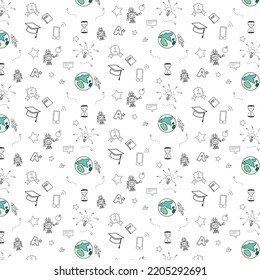 Doodle pattern. The science. School and communication. Time .