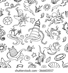 Doodle pattern sea