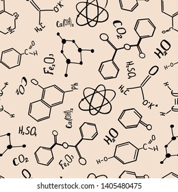 doodle pattern seamless background chemical elements formula atom molecule wallpaper