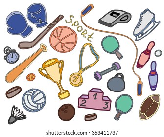 Doodle pattern of sport 
