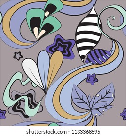 doodle pattern with star feathers