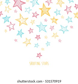 Doodle pattern with stars.Shooting Stars.Hand drawn.Vector illustration.