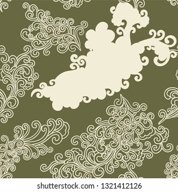Doodle pattern. Vector illustration hand drawn. Thin line drawing. Swirls seamless background pattern , oriental style. Vector