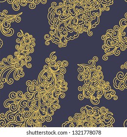 Doodle pattern. Vector illustration hand drawn. Thin line drawing. Swirls seamless background pattern , oriental style. Vector