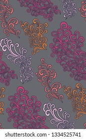 Doodle pattern. Vector illustration hand drawn. Thin line drawing. Swirls seamless background pattern , oriental style. Vector