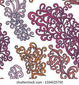 Doodle pattern. Vector illustration hand drawn. Thin line drawing. Swirls seamless background pattern , oriental style. Vector