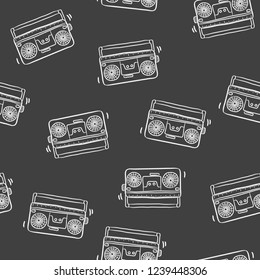 doodle pattern vintage radio, vector